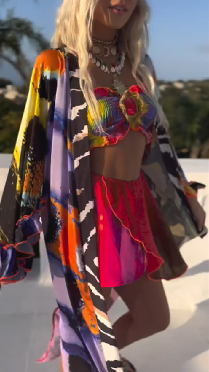 Bohemian Vacation Printed Kimono 7266
